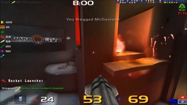 Quake Live 1-flag CTF capture - teleport railgun-frag смотреть онлайн