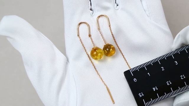 Серьги из золочёного серебра Дарвин с янтарём 42E022361mm-л