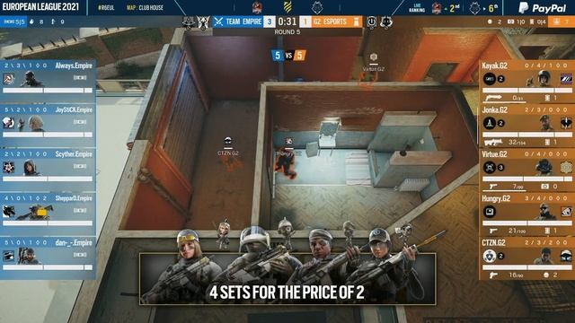 European League 2021 - Jornada 8 - Team Empire vs G2 Esports - Stage 3 - #R6EUL смотреть онлайн