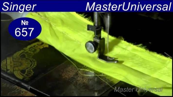 Швейная машина Singer нитку петляет на низ, шьёт тонкий материал и брезент 8 слоёв. Видео № 657.