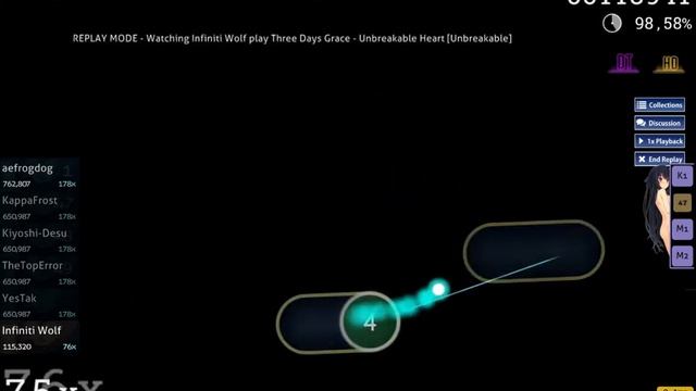 Osu! Three days grace - Unbreakable heart [Unbreakable] +HDDT 98,86% 118pp смотреть онлайн