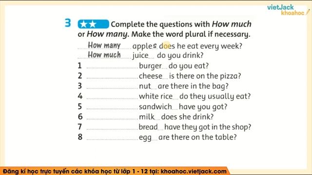 SBT Tiếng Anh lớp 6 Unit 5: Food and Health - Language focus trang 37 Friends plus смотреть онлайн