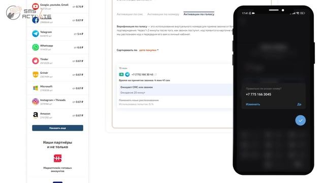 Верификация по голосу на SMS-Activate смотреть онлайн