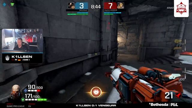 k1llsen vs vengeurR - Quake Pro League - Week 8 смотреть онлайн