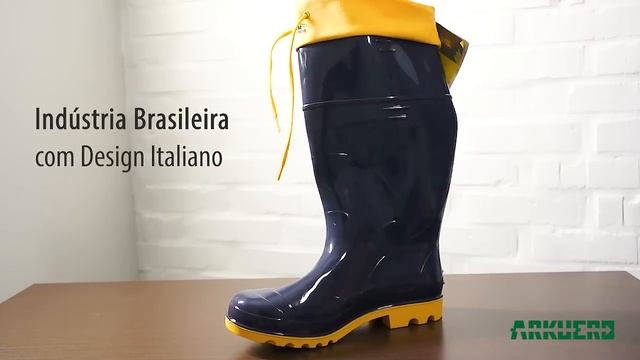 Bota Galocha Borracha Pvc Impermeável Azul Amarela com amarra - Arkuero смотреть онлайн