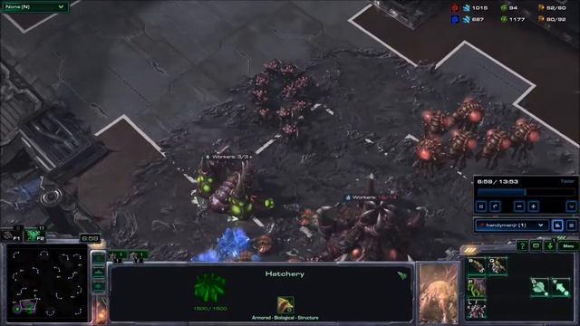 StarCraft 2 Skirmish Zerg VS Zerg AI Hard смотреть онлайн