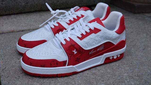 CANDY RED! Louis Vuitton LV Trainer '54' WHITE RED SNEAKER (Review) + ON FOOT смотреть онлайн