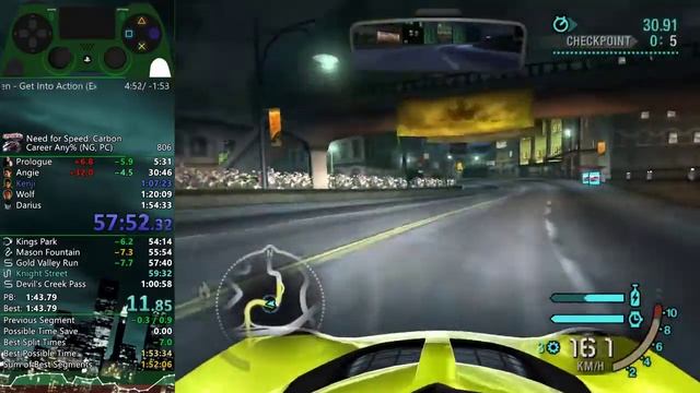 [Speedrun Need For Speed Carbon, World Record, Any%/Скоростное прохождение NFS Carbon]