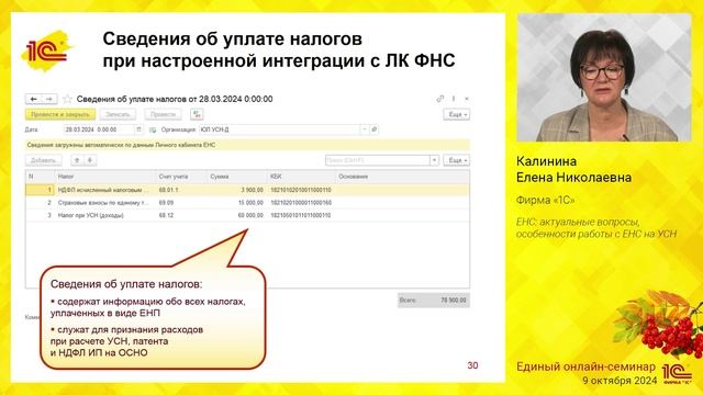 ЕНС: актуальные вопросы, особенности работы с ЕНС на УСН. смотреть онлайн