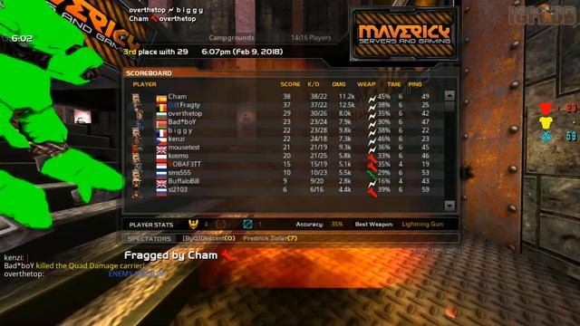 Quake Live: FFA overthetop campgrounds смотреть онлайн