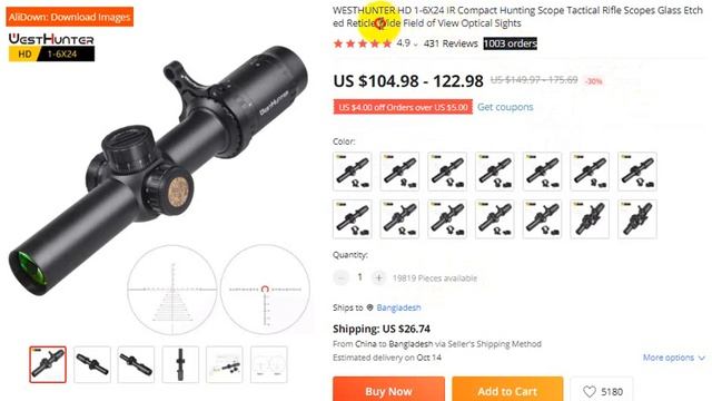 WESTHUNTER HD 1 6X24 IR Compact Hunting Scope Tactical Rifle Scopes Wide Field of View New смотреть онлайн