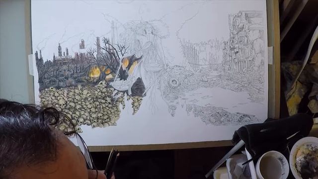Dinnamarque - "The Darkside of Human Nature" Cover art Time-Lapse смотреть онлайн