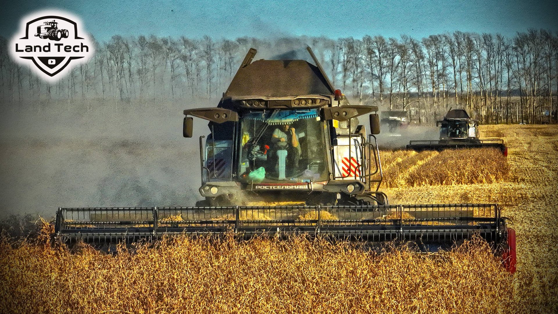 Уборка сои на новых комбайнах РСМ 161! Двигатель WEICHAI в действии! смотреть онлайн
