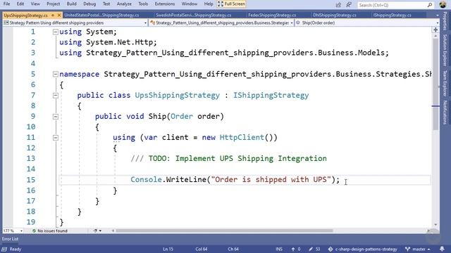 01. Behavioral
02. C# Design Patterns Strategy
02. S
05. Example Using Different Shipping Providers смотреть онлайн