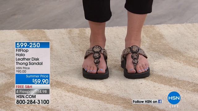 FitFlop Halo Leather Disk Thong Sandal смотреть онлайн