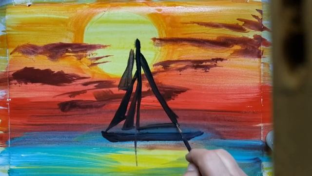 Мастер-класс по рисованию «Закат на море» смотреть онлайн