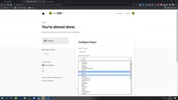 Бесплатный хостинг для Github проектов. Vercel