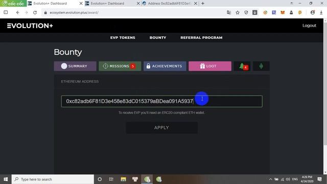 Evolution Airdrop Nhận Token EVP Miễn Phí Rất Tiềm Năng