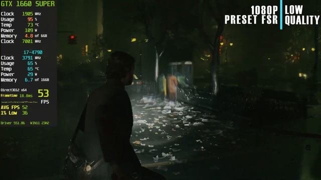 Alan Wake 2 | FSR3 Mod | GTX 1660 Super | I7-4790 [extra FPS Boost]