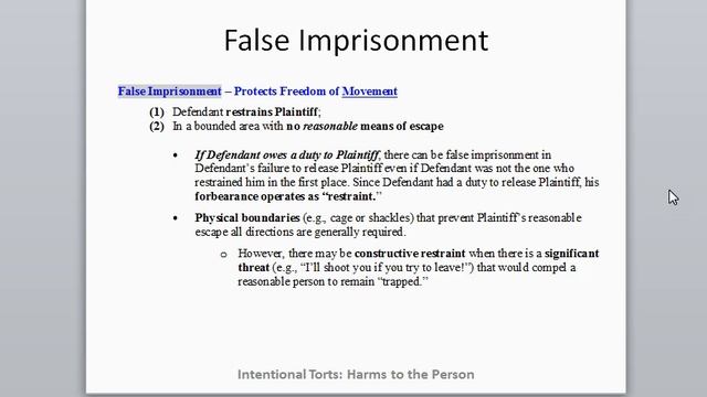 MBE Torts (I,A): Intentional Torts - Harms to the Person смотреть онлайн