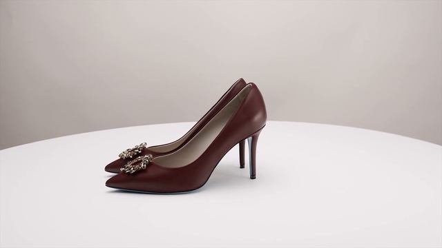 Туфли на шпильке с декоративной брошью FRATELLI RUSSO (бордовый) смотреть онлайн