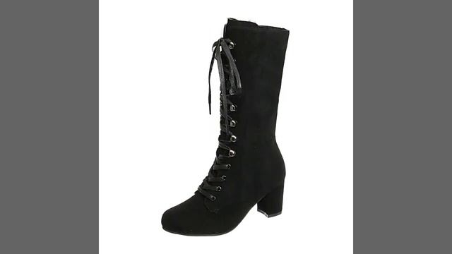 Shoes Fashion Woman Middle Heels Knee High Riding Boot Female Shoes Women's Lace Up Plus Size 42 43 смотреть онлайн