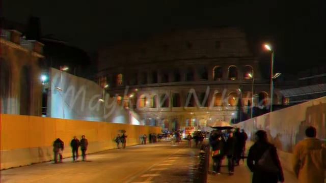 Glitch effect. Rome by night. Via dei Fori Imperiali. Rome, Italy смотреть онлайн