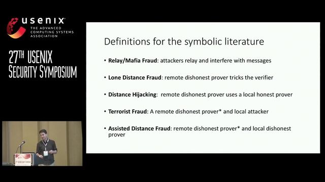 USENIX Security '18 - Modelling and Analysis of a Hierarchy of Distance Bounding Attacks смотреть онлайн