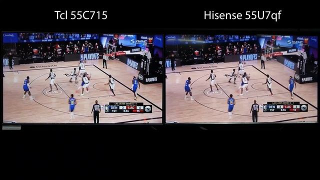 Tcl 55C715 vs Hisense 55U7qf (K0901 firmware) sport test смотреть онлайн