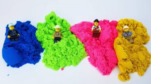 Яйца с сюрпризами из кинетического песка, мультики для детей - учим цвета