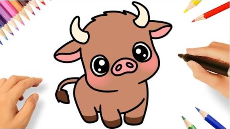 КАК НАРИСОВАТЬ МИЛОГО БЫКА ШАГ ЗА ШАГОМ 🐂❤️ смотреть онлайн