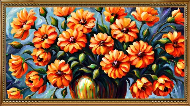 Flowers Vase Painting - 4K TV Frame Art Screensaver - Wallpaper TV Art Çerçeve смотреть онлайн