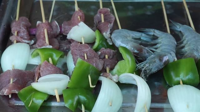 Prepare Grill Seafood And Beef BBQ For Lunch | Thyda Cooking TV | смотреть онлайн