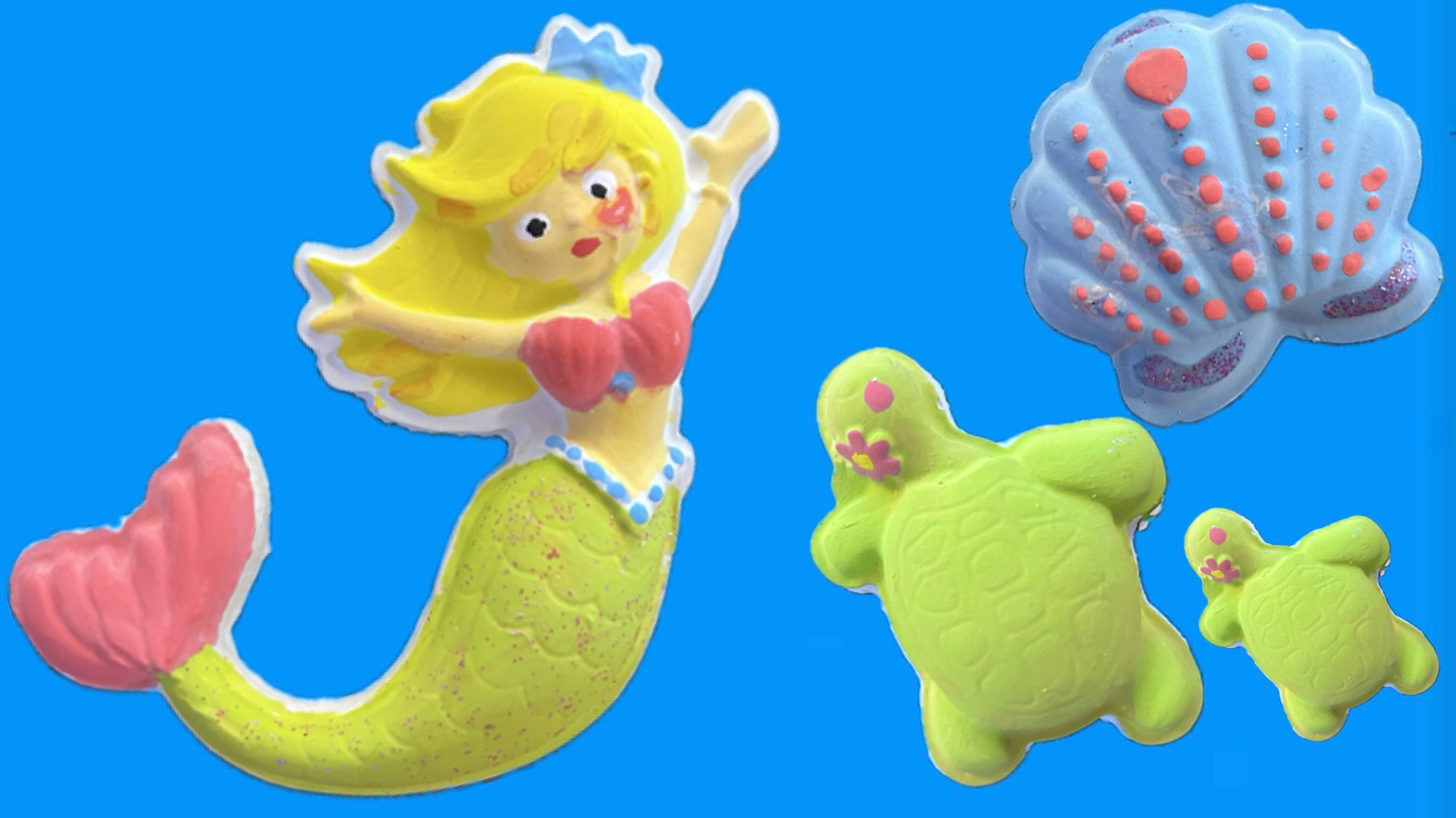 Делаем разные фигурки и раскрашиваем.Русалочка,черепашка,ракушка