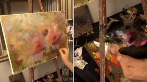 Индивидуальный урок на двух холстах. Цветы