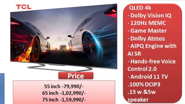 TCL C825 TCL C728 TCL C725 4K QLED Smart android TVs Launched in India || смотреть онлайн