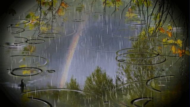 Осенний футаж. Дождь по луже. смотреть онлайн