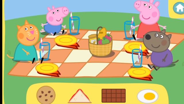 Peppa Pig George Danny Dog Candy Cat goes Picnic Party | Noggin app game | Pinata смотреть онлайн