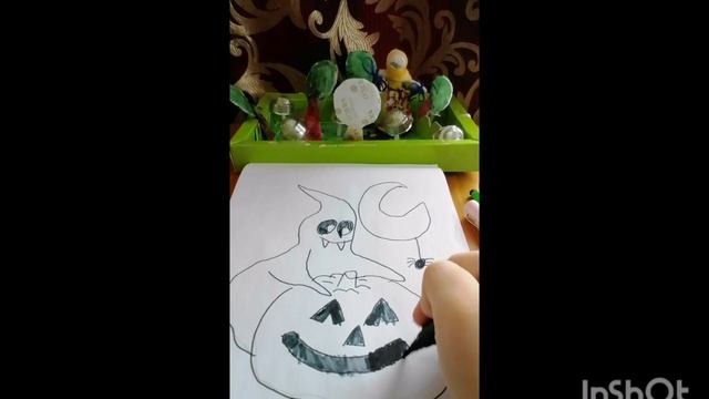 как нарисовать хэллоуинский рисунок для детей. 😱😱😱 смотреть онлайн
