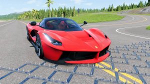 Массовые автомобильные аварии с шипами на полосе #108 – BeamNG Drive