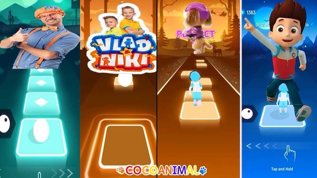 Vlad And Niki vs Blippi Battle vs SKYE vs RIDER Tiles Hop EDM Rush! смотреть онлайн