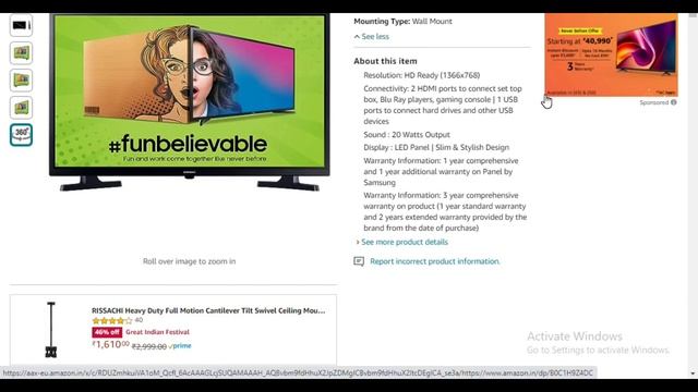 Samsung 80 cm (32 Inches) HD Ready LED TV UA32T4010ARXXL (Black)⚡With 3 Years Warranty⚡⚡ смотреть онлайн