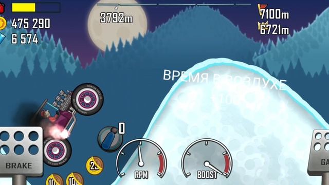 Игра Hill climb racing,трасса северный полюс. смотреть онлайн