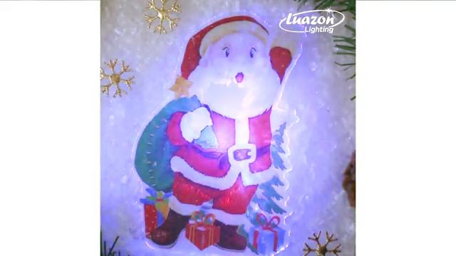 Световая картинка на присоске "Дед Мороз приветствует!"(батарейки в комплекте), 1 LED, RGB смотреть онлайн