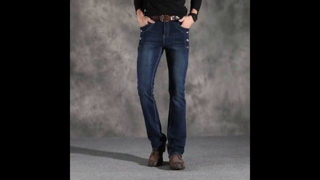 Mens Vintage Designer Flare Jeans Men Casual Boot Cut Denim Jeans for Men Stretch Slim Flared Jeans смотреть онлайн