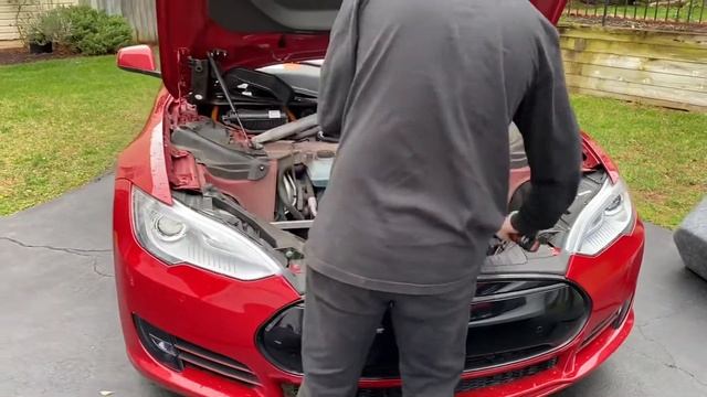 How To Replace 12V Battery On Tesla Model S #tesla #electriccar #replacement #easy #service #modelS