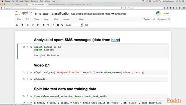 Next Generation Natural Language Processing with Python: Find & Loading Spam SMS Data|packtpub.com смотреть онлайн