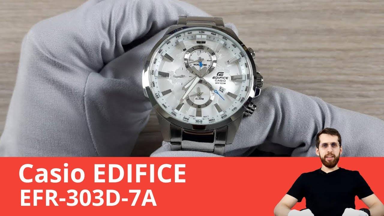 Классические часы для путешественника / Casio EDIFICE EFR-303D-7A (Обзор и Настройка)