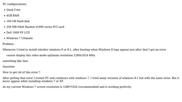 Cannot Display This Video Mode Optimum Resolution 1280x1024 60hz Error