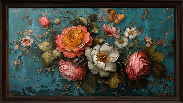 TV ART SCREENSAVER – Vintage Farmhouse Florals: Chippy Paint Collection 14 Images | No Music | 2+ H смотреть онлайн